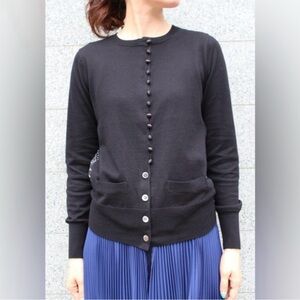 NWOT Sacai Luck Back Pindot Heart Print Cardigan in Black size M